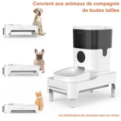 Balimo Support Pour Distributeur De Croquette Chien/Chat - Hauteur Réglable - 376 X 226 X 95 Mm - Blanc