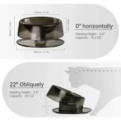 GDRHVFD Gamelle Plastique Chat Chien 420ml,0–22 ° Gamelle Chat Surélevée Et Inclinée,Bol Chat Anti Vomissement Anti Derapante,Bol Chat Ergonomique (Noir) -Pas Cher Toutou Mia Magasin 77367469 2