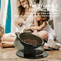 GDRHVFD Gamelle Plastique Chat Chien 420ml,0–22 ° Gamelle Chat Surélevée Et Inclinée,Bol Chat Anti Vomissement Anti Derapante,Bol Chat Ergonomique (Noir) -Pas Cher Toutou Mia Magasin 77367469 3