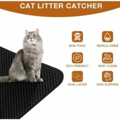 Tapis Litière Chat,Tapis De Litière Pour Chats,Tapis Litière Chat Bac à Litière Pour Chats,Double Couche En Nid D'abeille Design Non-Slip Cat Litter Mat (40x50) -Pas Cher Toutou Mia Magasin 78900169 5