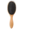 Brosse à Poils De Sanglier Naturel, Peigne De Massage Antistatique Du Cuir Chevelu, Brosse à Cheveux Ovale En Bois, Manche En Bois De Hêtre, Une Pièce, Noir -Pas Cher Toutou Mia Magasin 80328446 1