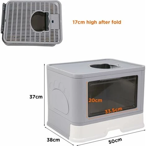 Bac à Litière Pour Chat: Maison De Toilette Chat XXL Grande Caisse Chats Litiere Fermée Facile à Nettoyer Avec Pelle Et Brosse Pour Massage, 50x38x37cm 5 Bac à Litière Pour Chat: Maison De Toilette Chat XXL Grande Caisse Chats Litiere Fermée Facile à Nettoyer Avec Pelle Et Brosse Pour Massage, 50x38x37cm – Image 3