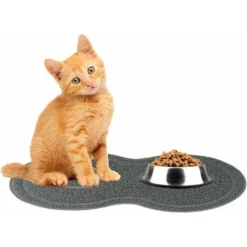 Tapis D’Alimentation Pour Chat En Silicone, Imperméable Et Antidérapant Tapis Gamelle Chien Et Chat Napperon Bol D'eau - Gris, 45 X 25 Cm -Pas Cher Toutou Mia Magasin 80863178 5