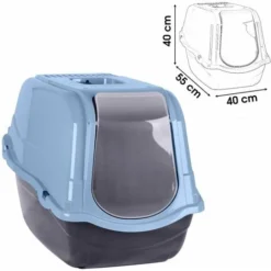 Kats Bac Litiere Chat Bac A Litiere Maison Toilette Chien Chat Animaux Toilettes Pour Animaux Romeo Bleu 55x40x40cm -Pas Cher Toutou Mia Magasin 82131321 3