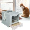 Hofuton Bac Litière Chat XXL: Maison De Toilette Pour Chats Anti Odeur Caisse Litière Fermée Grande Taille Avec Filtre Tiroir Et Pelle 51 X 41 X 38 Cm Bleu -Pas Cher Toutou Mia Magasin 82181065 1