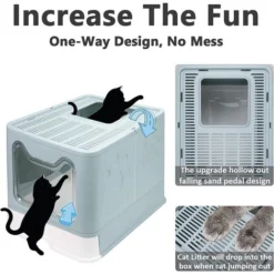 Hofuton Bac Litière Chat XXL: Maison De Toilette Pour Chats Anti Odeur Caisse Litière Fermée Grande Taille Avec Filtre Tiroir Et Pelle 51 X 41 X 38 Cm Bleu 9 Hofuton Bac Litière Chat XXL: Maison De Toilette Pour Chats Anti Odeur Caisse Litière Fermée Grande Taille Avec Filtre Tiroir Et Pelle 51 X 41 X 38 Cm Bleu -Pas Cher Toutou Mia Magasin 82181065 3