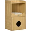 PawHut Maison De Toilette Chat - Porte, Niche Avec Coussin, Plateau - Panneaux Aspect Bois Clair 2 PawHut Maison De Toilette Chat - Porte, Niche Avec Coussin, Plateau - Panneaux Aspect Bois Clair -Pas Cher Toutou Mia Magasin 83724402 1