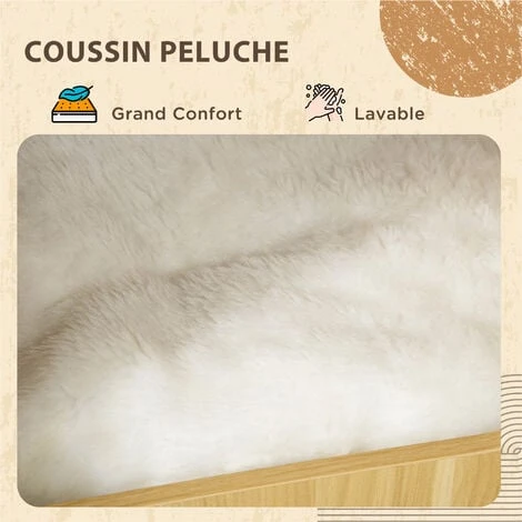 PawHut Maison De Toilette Chat - Porte, Niche Avec Coussin, Plateau - Panneaux Aspect Bois Clair 7 PawHut Maison De Toilette Chat - Porte, Niche Avec Coussin, Plateau - Panneaux Aspect Bois Clair – Image 5