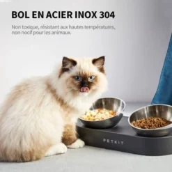 PETKIT CYBERTAIL Bol Surélevé Pr Chat En Acier Inoxydable, Inclinés Bols De Nourriture Pr Chat, Bols D'alimentation Antidérapants Sans Déversement Pr Chats Et Petits Chiens -Pas Cher Toutou Mia Magasin 85480513 2