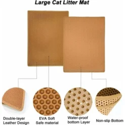 SVKBJROY Tapis Litière Chat Bac à Litière Pour Chats, Imperméable Non Toxique EVA,Double Couche En Nid D'abeille Design (3045cm, Marron) -Pas Cher Toutou Mia Magasin 85580272 3