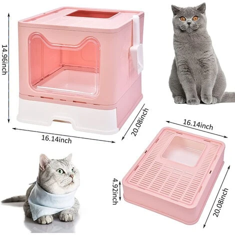 Skecten® Bac Litière Chat XXL: Maison De Toilette Pour Chats Anti Odeur Caisse Litière Fermée Grande Taille Avec Filtre Tiroir Et Pelle 51 X 41 X 38 Cm Rose 4 Skecten® Bac Litière Chat XXL: Maison De Toilette Pour Chats Anti Odeur Caisse Litière Fermée Grande Taille Avec Filtre Tiroir Et Pelle 51 X 41 X 38 Cm Rose – Image 2