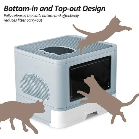 Bac à Litière Pour Chat Moins De 15 Kg, Bac Litière Chat- Maison De Toilette Chat Fermée - 48.536.538cm- Bleu 6 Bac à Litière Pour Chat Moins De 15 Kg, Bac Litière Chat- Maison De Toilette Chat Fermée - 48.536.538cm- Bleu – Image 4