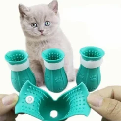 4 Bottes Anti-rayures Pour Pieds De Chat, Beauté En Silicone Et Couvre-pieds De Bain Doux, Chaussures De Protection Réglables Pour Griffes De Chat, Adaptées Au Bain à Domicile (bleu)