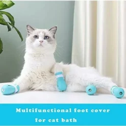 4 Bottes Anti-rayures Pour Pieds De Chat, Beauté En Silicone Et Couvre-pieds De Bain Doux, Chaussures De Protection Réglables Pour Griffes De Chat, Adaptées Au Bain à Domicile (bleu) -Pas Cher Toutou Mia Magasin 87154034 4