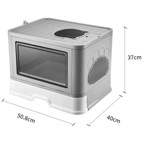 Toilettes Pour Chats Bac à Litière Pliable Bac à Litière Pour Chats Type De Tiroir Entièrement Fermé Entrée Par Le Haut 48.536.538cm PP Avec Gardien + Boîte De Rangement Gris 4 Toilettes Pour Chats Bac à Litière Pliable Bac à Litière Pour Chats Type De Tiroir Entièrement Fermé Entrée Par Le Haut 48.536.538cm PP Avec Gardien + Boîte De Rangement Gris – Image 2