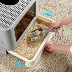 Toilettes Pour Chats Bac à Litière Pliable Bac à Litière Pour Chats Type De Tiroir Entièrement Fermé Entrée Par Le Haut 48.536.538cm PP Avec Gardien + Boîte De Rangement Gris 10 Toilettes Pour Chats Bac à Litière Pliable Bac à Litière Pour Chats Type De Tiroir Entièrement Fermé Entrée Par Le Haut 48.536.538cm PP Avec Gardien + Boîte De Rangement Gris -Pas Cher Toutou Mia Magasin 87190214 4