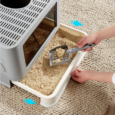Toilettes Pour Chats Bac à Litière Pliable Bac à Litière Pour Chats Type De Tiroir Entièrement Fermé Entrée Par Le Haut 48.536.538cm PP Avec Gardien + Boîte De Rangement Gris 6 Toilettes Pour Chats Bac à Litière Pliable Bac à Litière Pour Chats Type De Tiroir Entièrement Fermé Entrée Par Le Haut 48.536.538cm PP Avec Gardien + Boîte De Rangement Gris – Image 4