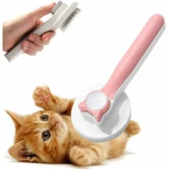 DHKLFA Brosse Chiens Chats, Brosse Autonettoyante Poils Morts Brosse De Toilettage Autonettoyante, Pour Chiens Chats Eliminer Efficacement Des Poils Tomentose Sous-poil Tangles (Rose)