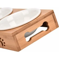 Gamelle Antidérapante En Bambou Pour Chat Et Chien -Pas Cher Toutou Mia Magasin 88336043 5