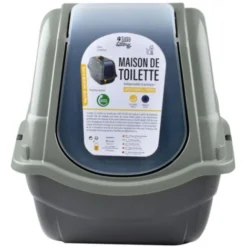 Paris Prix - Litière Pour Chat Toilette 57cm Vert & Anthracite -Pas Cher Toutou Mia Magasin 88523431 4