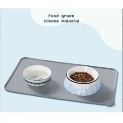 Tapis D’Alimentation Pour Chat Chien Antidérapant Tapis Gamelle Chien En Silicone Tapis De Nourriture Pour Animaux De Compagnie Tapis De Plateau De Bol Imperméable 48x30cm,gris