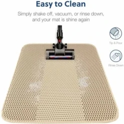 Grand Tapis Litière Chat Tapis De Toilette Pour Chat Bac à Litiere 60 X 45 Cm Conception En Nid D'abeille Double Couche, Antidérapant Imperméable Et Résistant à L'urine Facile à Nettoyer -Pas Cher Toutou Mia Magasin 88952538 4