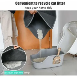 Tapis De Litière Pour Chat Tapis De Litière Pour Chat Tapis De Litière Double Couche En Nid D'abeille Design à Grands Trous Matériau EVA Imperméable Fond En Tissu Oxford (30 X 30 Cm Gris) -Pas Cher Toutou Mia Magasin 88952660 2