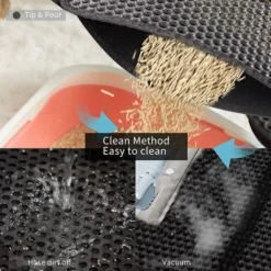 Tapis De Litière Pour Chat Tapis De Litière Pour Chat Tapis De Litière Double Couche En Nid D'abeille Design à Grands Trous Matériau EVA Imperméable Fond En Tissu Oxford (30 X 30 Cm Gris) -Pas Cher Toutou Mia Magasin 88952660 4