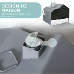 PawHut Maison De Toilette Chat Design Maison - Bac à Litière - Tapis, Poignée, Pelle, Filtre, Tiroir Inclus - PP Blanc Noir Gris 10 PawHut Maison De Toilette Chat Design Maison - Bac à Litière - Tapis, Poignée, Pelle, Filtre, Tiroir Inclus - PP Blanc Noir Gris -Pas Cher Toutou Mia Magasin 89616313 4