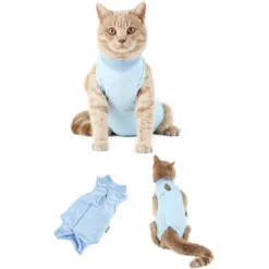 Gilet De Récupération De Chat, Alternative Pour Chiens Et Chats Combinaison De Récupération Pour Animaux, Cat Restauration Convient Plaies Abdominales Maladies (M, Bleu), -Pas Cher Toutou Mia Magasin 90039094 2
