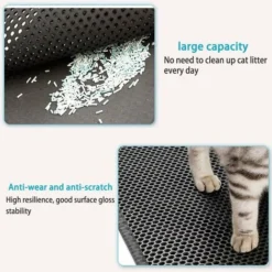 Cat Litter Mat, Honeycomb Double Layer Trapping Litter Mat Design,Easy Clean Scatter Control -Pas Cher Toutou Mia Magasin 90521392 3