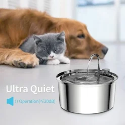 Fontaine à Eau Pour Chat, 3.2L/108oz Fontaine à Eau Automatique En Acier Inoxydable Pour Chien, Pompe Ultra Silencieuse Et 3 Filtres De Remplacement, Convient Aux Chats, Chiens Et Autres Animaux De Co -Pas Cher Toutou Mia Magasin 90534954 4