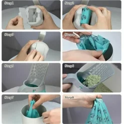 Pelle A Litiere Pour Chat Support De Pelle Profond Detachable Integre Avec 1 Rouleaux De Sacs A Dechets Avec Tamis A Caca 9 Pelle A Litiere Pour Chat Support De Pelle Profond Detachable Integre Avec 1 Rouleaux De Sacs A Dechets Avec Tamis A Caca -Pas Cher Toutou Mia Magasin 91415771 3