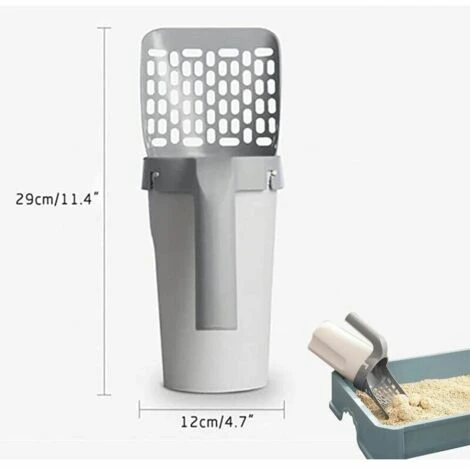 Pelle A Litiere Pour Chat Support De Pelle Profond Detachable Integre Avec 1 Rouleaux De Sacs A Dechets Avec Tamis A Caca 6 Pelle A Litiere Pour Chat Support De Pelle Profond Detachable Integre Avec 1 Rouleaux De Sacs A Dechets Avec Tamis A Caca – Image 4