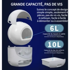 Bac à Litière Autonettoyant Pour Chat, Maison De Toilette Automatique, Pour Tous Les Litière, Contrle APP, Support WiFi Et 2.4G -Pas Cher Toutou Mia Magasin 92133613 3