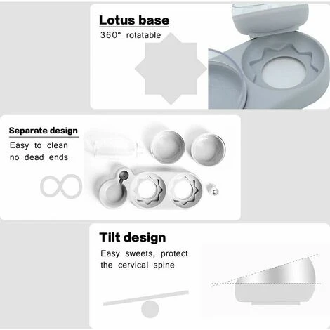 FlkwoH Double Gamelle Chat Surélevée,Inclinable à 15° Bol Pour Chat Anti-Vomissements Bol Pour Animaux De Compagnie 3-en-1 à Stockage D'eau Automatique,Disponible Pour Les Chats Et Les Chiots (grise) 4 FlkwoH Double Gamelle Chat Surélevée,Inclinable à 15° Bol Pour Chat Anti-Vomissements Bol Pour Animaux De Compagnie 3-en-1 à Stockage D'eau Automatique,Disponible Pour Les Chats Et Les Chiots (grise) – Image 2