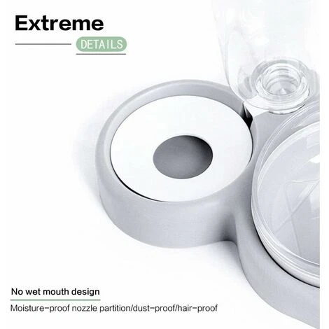 FlkwoH Double Gamelle Chat Surélevée,Inclinable à 15° Bol Pour Chat Anti-Vomissements Bol Pour Animaux De Compagnie 3-en-1 à Stockage D'eau Automatique,Disponible Pour Les Chats Et Les Chiots (grise) 5 FlkwoH Double Gamelle Chat Surélevée,Inclinable à 15° Bol Pour Chat Anti-Vomissements Bol Pour Animaux De Compagnie 3-en-1 à Stockage D'eau Automatique,Disponible Pour Les Chats Et Les Chiots (grise) – Image 3
