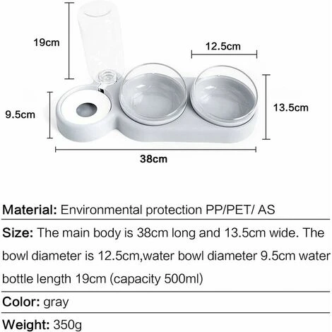 FlkwoH Double Gamelle Chat Surélevée,Inclinable à 15° Bol Pour Chat Anti-Vomissements Bol Pour Animaux De Compagnie 3-en-1 à Stockage D'eau Automatique,Disponible Pour Les Chats Et Les Chiots (grise) 6 FlkwoH Double Gamelle Chat Surélevée,Inclinable à 15° Bol Pour Chat Anti-Vomissements Bol Pour Animaux De Compagnie 3-en-1 à Stockage D'eau Automatique,Disponible Pour Les Chats Et Les Chiots (grise) – Image 4