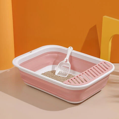 Nouveau Bac à Litière Pour Chat De Compagnie Semi-fermé Pliant Chat Toilette Surdimensionné Anti-éclaboussures Nettoyage Chat Fournitures (rose) 3 Nouveau Bac à Litière Pour Chat De Compagnie Semi-fermé Pliant Chat Toilette Surdimensionné Anti-éclaboussures Nettoyage Chat Fournitures (rose)