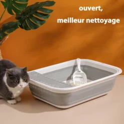 Nouveau Bac à Litière Pour Chat De Compagnie Semi-fermé Pliant Chat Toilette Surdimensionné Anti-éclaboussures Nettoyage Chat Fournitures (rose) 9 Nouveau Bac à Litière Pour Chat De Compagnie Semi-fermé Pliant Chat Toilette Surdimensionné Anti-éclaboussures Nettoyage Chat Fournitures (rose) -Pas Cher Toutou Mia Magasin 93238933 3