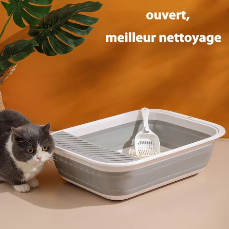 Nouveau Bac à Litière Pour Chat De Compagnie Semi-fermé Pliant Chat Toilette Surdimensionné Anti-éclaboussures Nettoyage Chat Fournitures (rose) 5 Nouveau Bac à Litière Pour Chat De Compagnie Semi-fermé Pliant Chat Toilette Surdimensionné Anti-éclaboussures Nettoyage Chat Fournitures (rose) – Image 3