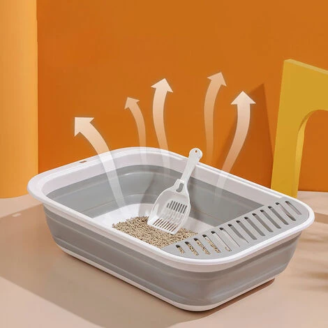 Nouveau Bac à Litière Pour Chat De Compagnie Semi-fermé Pliant Chat Toilette Surdimensionné Anti-éclaboussures Nettoyage Chat Fournitures (rose) 6 Nouveau Bac à Litière Pour Chat De Compagnie Semi-fermé Pliant Chat Toilette Surdimensionné Anti-éclaboussures Nettoyage Chat Fournitures (rose) – Image 4