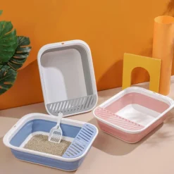 Nouveau Bac à Litière Pour Chat De Compagnie Semi-fermé Pliant Chat Toilette Surdimensionné Anti-éclaboussures Nettoyage Chat Fournitures (rose) 11 Nouveau Bac à Litière Pour Chat De Compagnie Semi-fermé Pliant Chat Toilette Surdimensionné Anti-éclaboussures Nettoyage Chat Fournitures (rose) -Pas Cher Toutou Mia Magasin 93238933 5