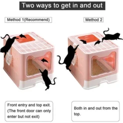 Bac à Litière Fermé Pour Chat, Maison De Toilette Chat Pliable, Maison De Toilette, Plateau Amovible, Pelle, Brosse,Nettoyage Facile, Rose - 51x41x38cm 10 Bac à Litière Fermé Pour Chat, Maison De Toilette Chat Pliable, Maison De Toilette, Plateau Amovible, Pelle, Brosse,Nettoyage Facile, Rose - 51x41x38cm -Pas Cher Toutou Mia Magasin 93886646 4