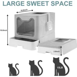 Bac à Litière Fermé Pour Chat, Maison De Toilette Chat Pliable, Maison De Toilette, Plateau Amovible, Pelle, Brosse,Nettoyage Facile, Gris - 51x41x38cm 10 Bac à Litière Fermé Pour Chat, Maison De Toilette Chat Pliable, Maison De Toilette, Plateau Amovible, Pelle, Brosse,Nettoyage Facile, Gris - 51x41x38cm -Pas Cher Toutou Mia Magasin 93886827 4