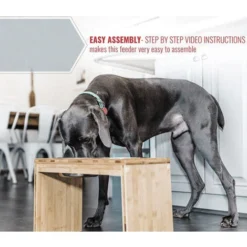 Gamelle Pour Chien Chat Surélevée, Durable Bambou Support Gamelle Chien, Avec 2 Bols En Acier Inoxydable, Vaisselle Et Facile à Nettoyer -Pas Cher Toutou Mia Magasin 93886959 2