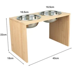 GUOYIHUA® Support à Bol Pour Chien Grande Taille, Support Elevé En Bois Avec 2 Gamelles INOX De Grande Taille, Pour Chien Et Chat【40 X 22 X 18 Cm】 -Pas Cher Toutou Mia Magasin 94382988 2