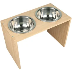 GUOYIHUA® Support à Bol Pour Chien Grande Taille, Support Elevé En Bois Avec 2 Gamelles INOX De Grande Taille, Pour Chien Et Chat【40 X 22 X 18 Cm】 -Pas Cher Toutou Mia Magasin 94382988 3