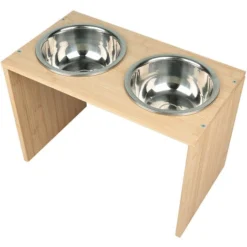 GUOYIHUA® Support à Bol Pour Chien Grande Taille, Support Elevé En Bois Avec 2 Gamelles INOX De Grande Taille, Pour Chien Et Chat【40 X 22 X 18 Cm】 -Pas Cher Toutou Mia Magasin 94382988 4