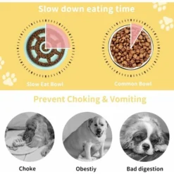 Gamelle D'alimentation Lente Pour Chiens Gamelle Anti Glouton Chat Slow Feeding Antidérapant Une Digestion Lente Prévention Ballonnements (Bleu) -Pas Cher Toutou Mia Magasin 95181692 5